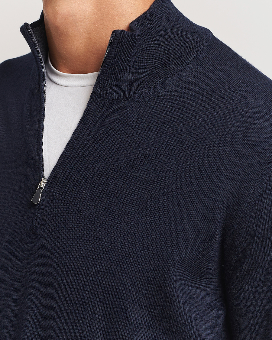 Homme | Pulls Et Tricots | Gran Sasso | Merino Fashion Fit Half Zip Navy
