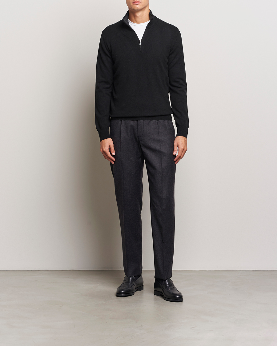 Heren | Truien | Gran Sasso | Wool/Cashmere Half Zip Black