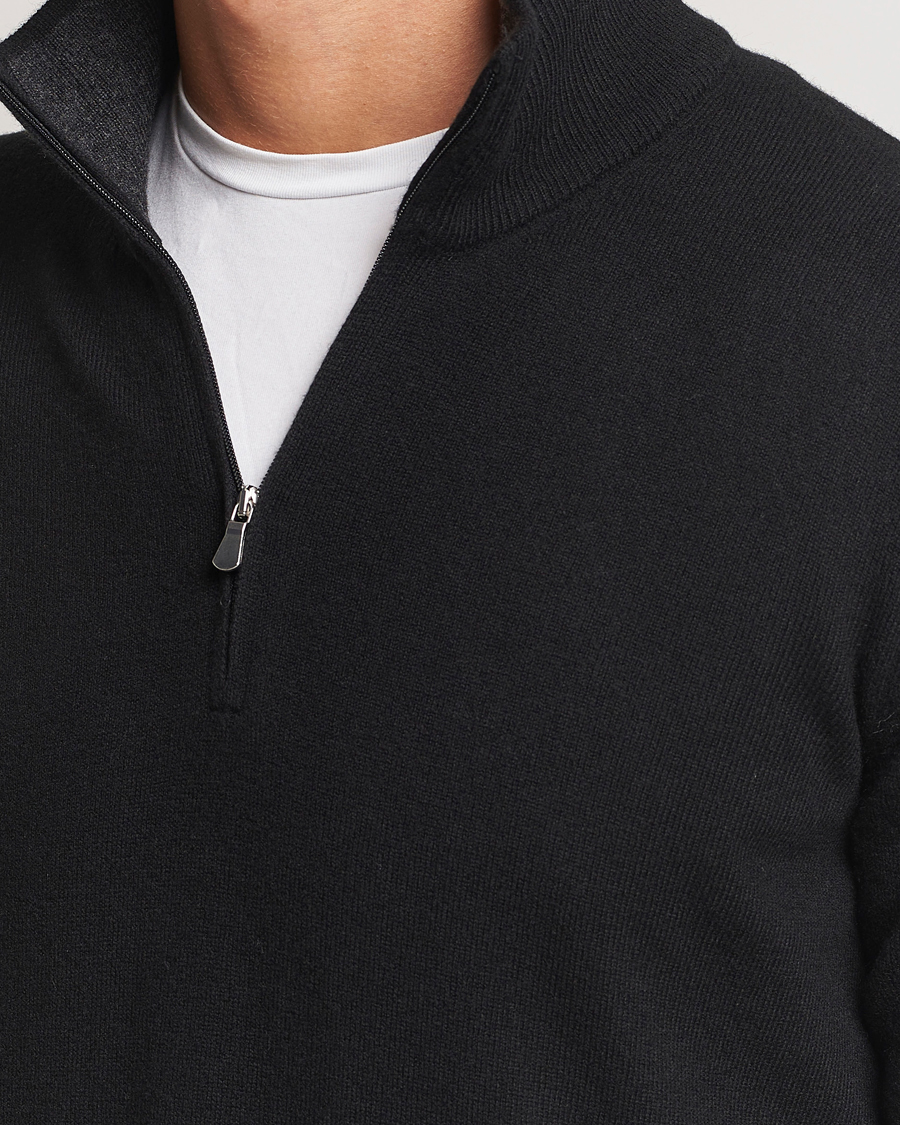 Heren | Truien | Gran Sasso | Wool/Cashmere Half Zip Black