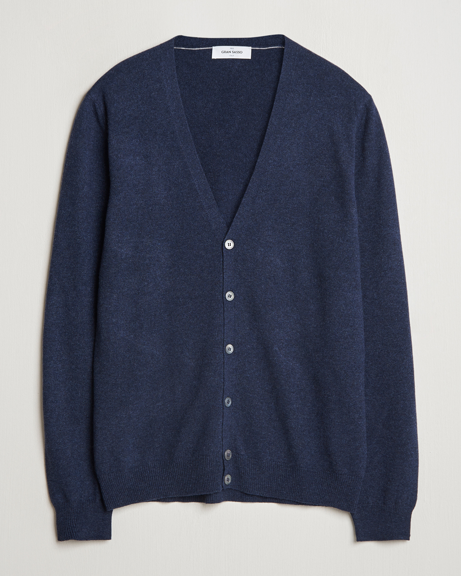 Homme | Pulls Et Tricots | Gran Sasso | Wool/Cashmere Cardigan Navy Melange