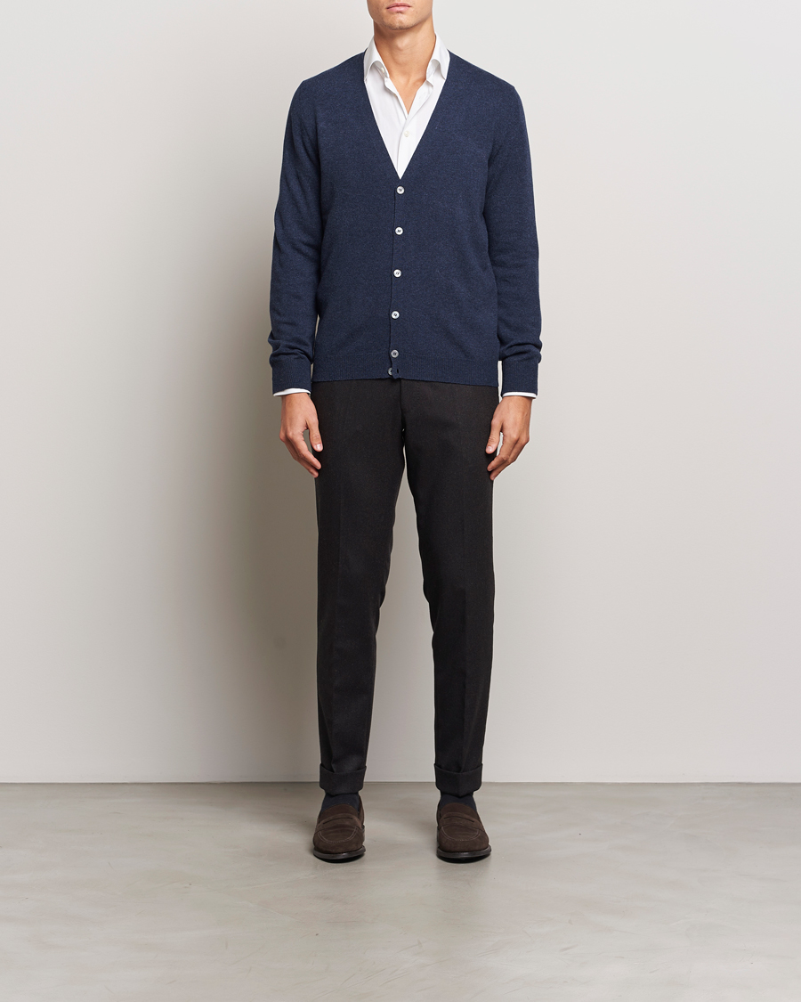 Homme | Pulls Et Tricots | Gran Sasso | Wool/Cashmere Cardigan Navy Melange