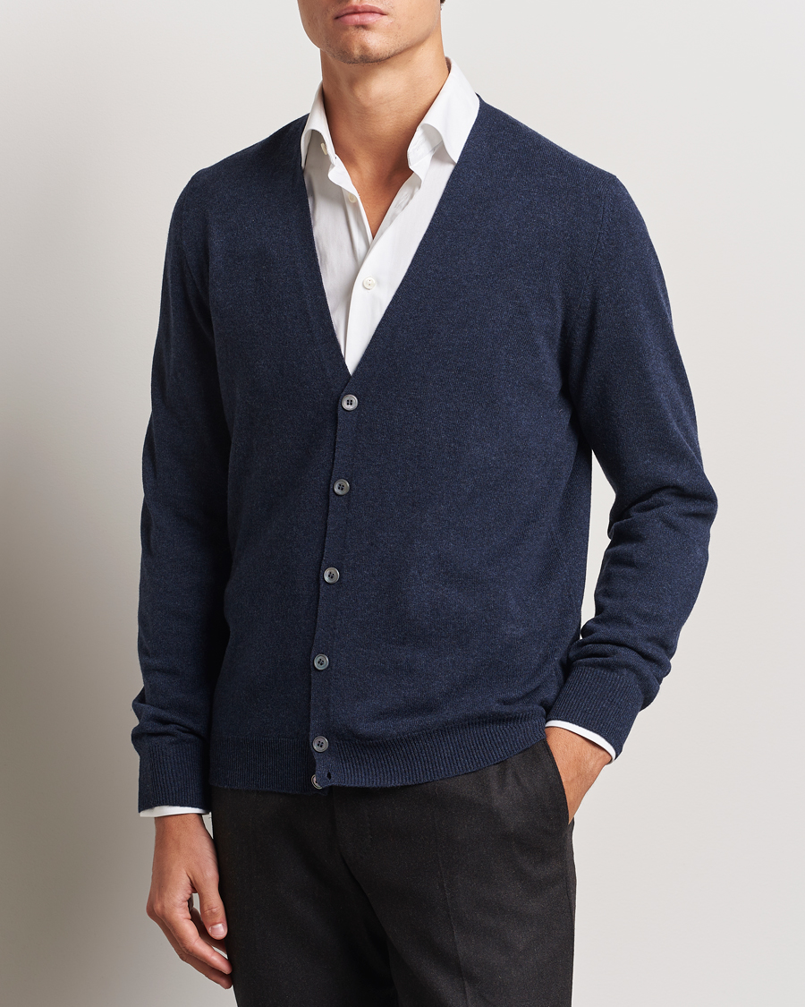Homme | Pulls Et Tricots | Gran Sasso | Wool/Cashmere Cardigan Navy Melange