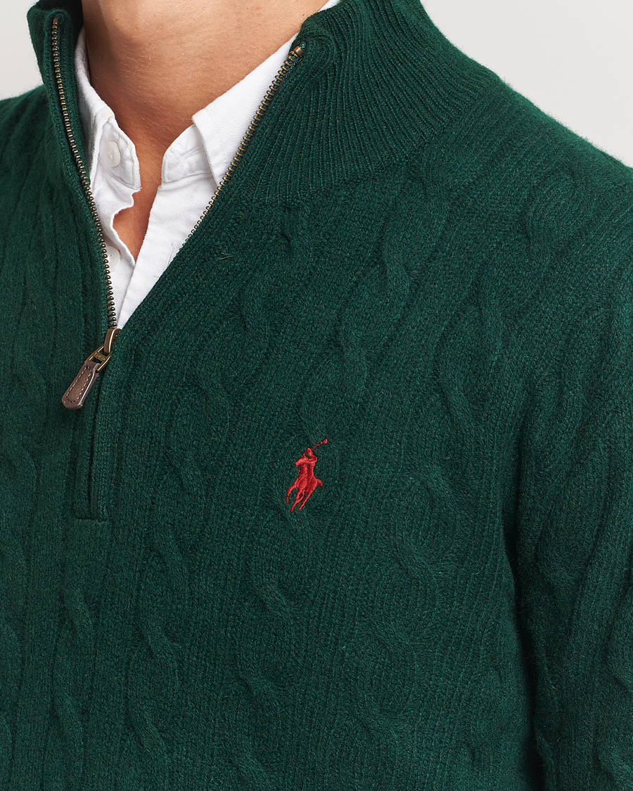 Homme | Pulls Et Tricots | Polo Ralph Lauren | Wool/Cashmere Cable Half Zip Green