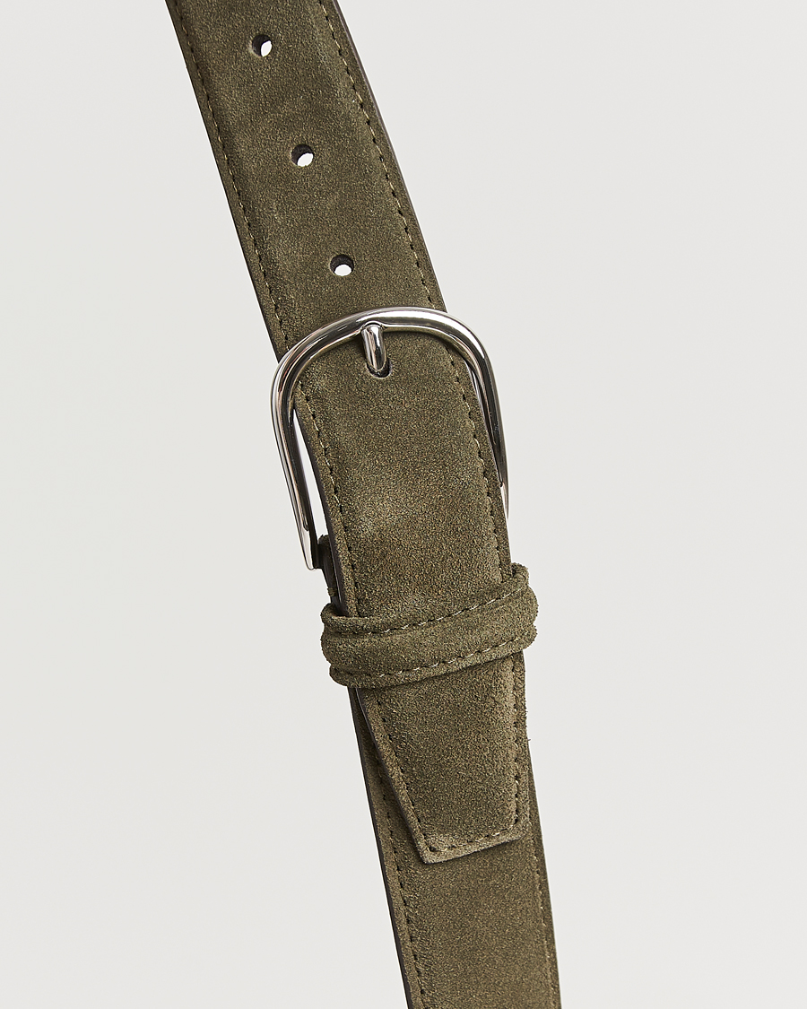Heren | Riemen | Anderson's | Suede 3,5 cm Belt Green