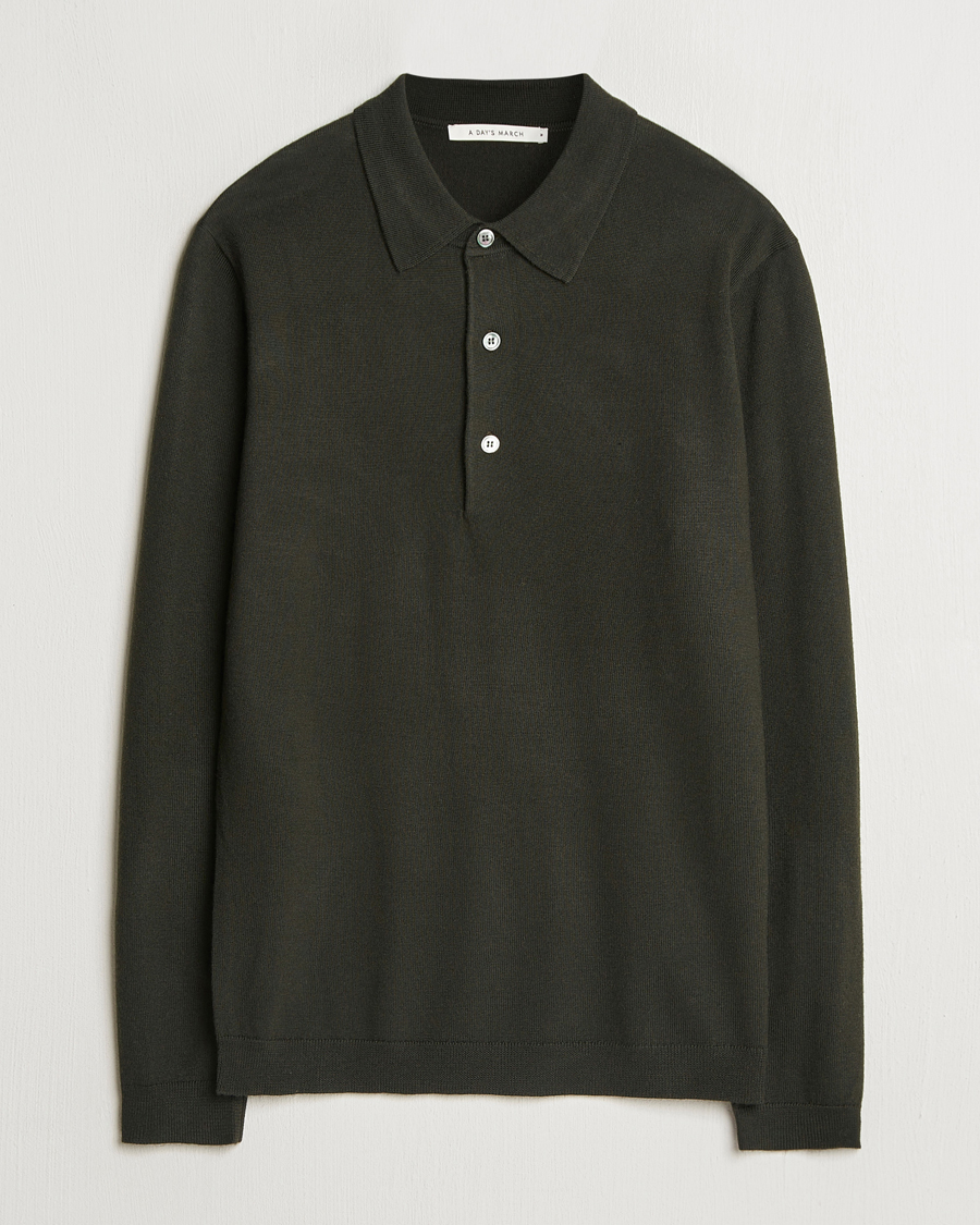 Heren | Truien | A Day's March | Ambroz Merino Polo Dark Green