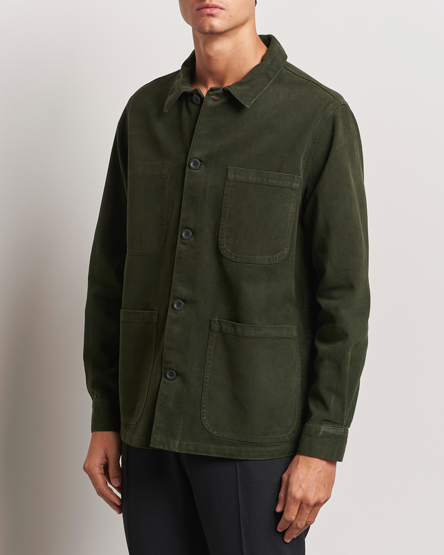 Heren | Overhemden | A Day's March | Algot Cotton Lyocell Overshirt Deep Green