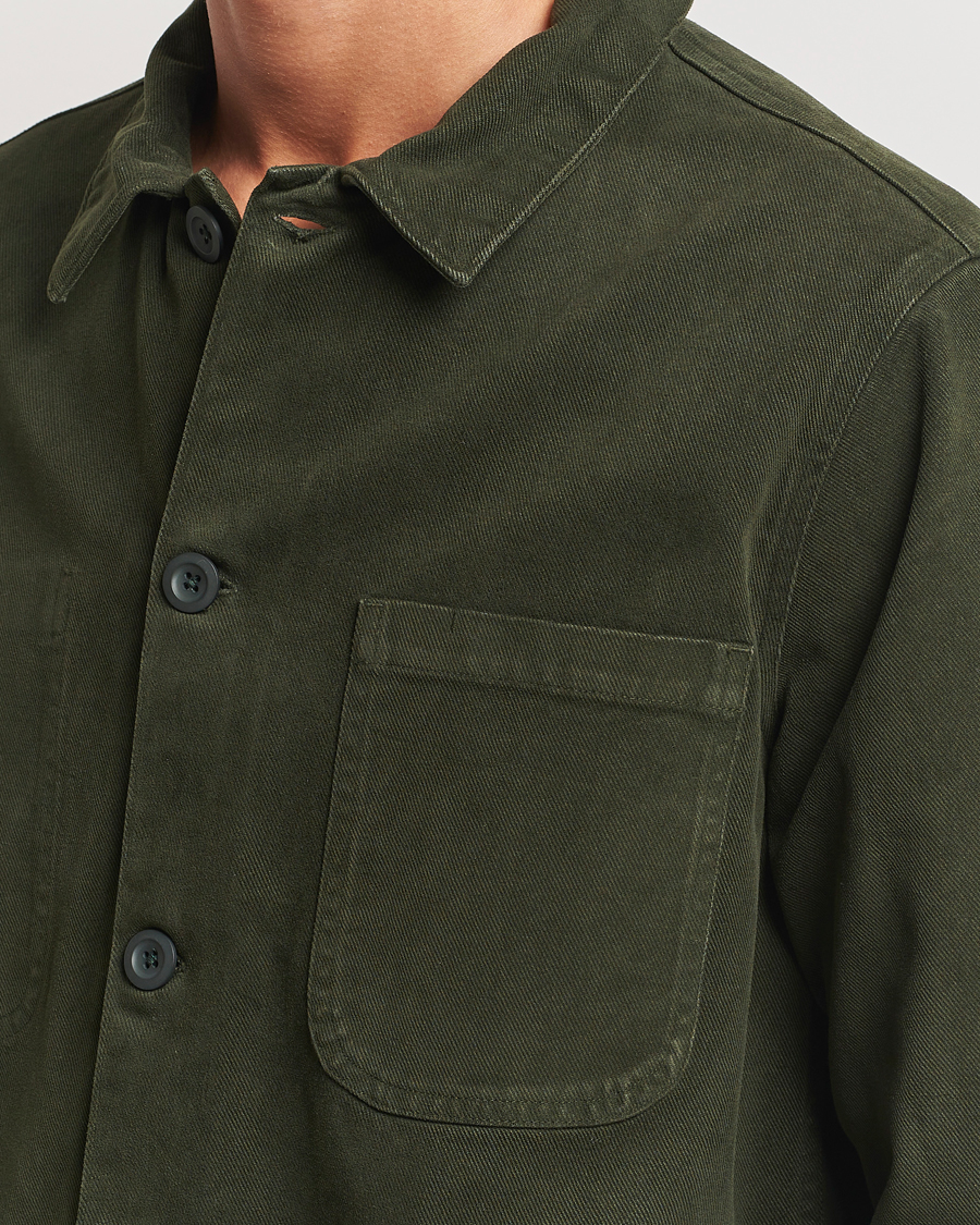 Heren | Overhemden | A Day's March | Algot Cotton Lyocell Overshirt Deep Green