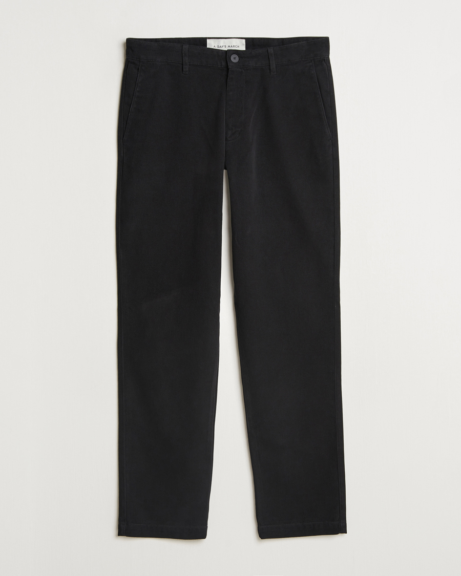Heren | Broeken | A Day's March | Miller Cotton/Lyocell Trousers Black