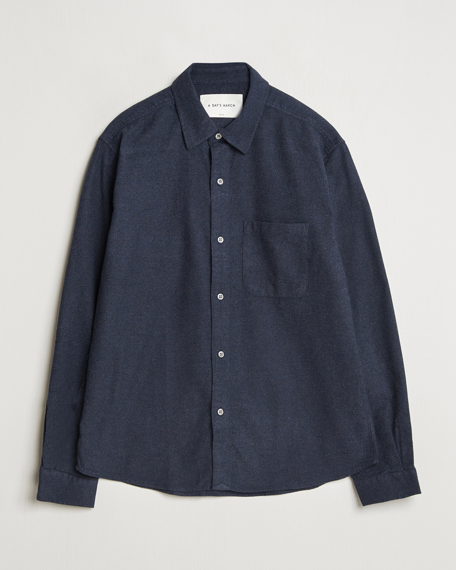 Heren | Overhemden | A Day's March | Newark Flannel Shirt Navy