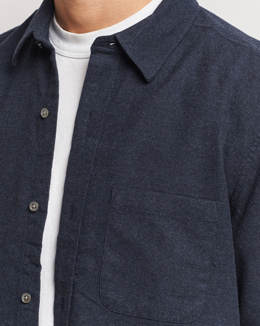 Heren | Overhemden | A Day's March | Newark Flannel Shirt Navy