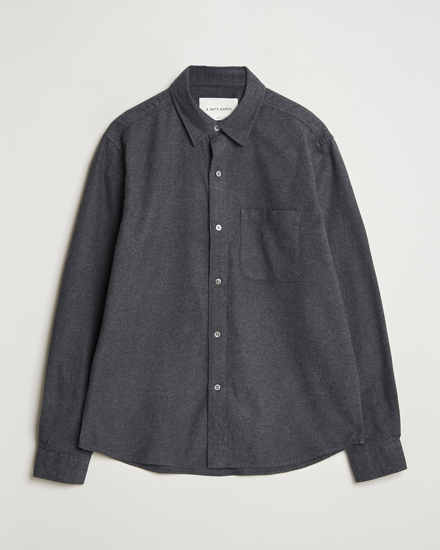 Heren | Overhemden | A Day's March | Newark Flannel Shirt Charcoal