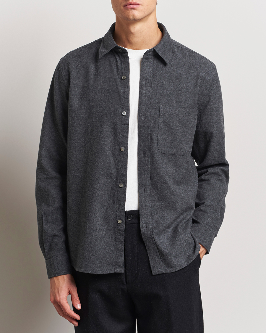 Heren | Overhemden | A Day's March | Newark Flannel Shirt Charcoal