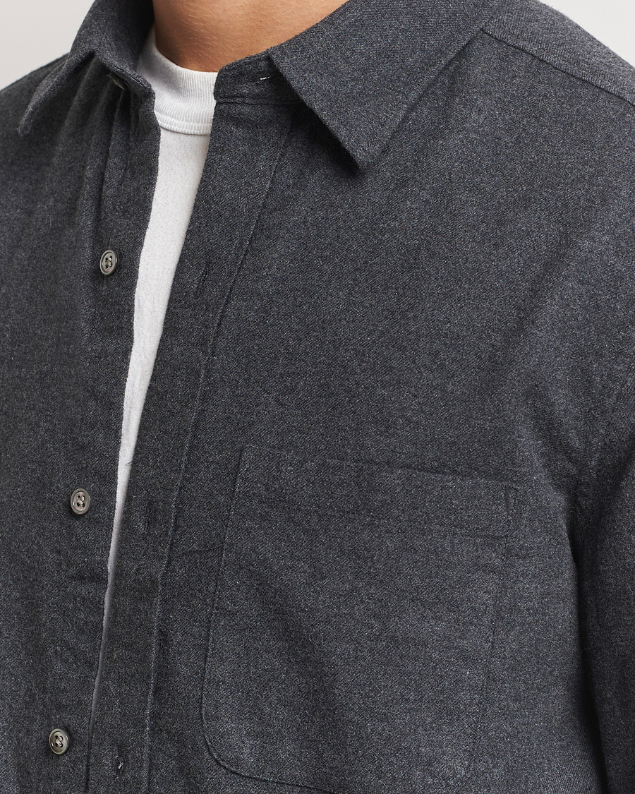 Heren | Overhemden | A Day's March | Newark Flannel Shirt Charcoal