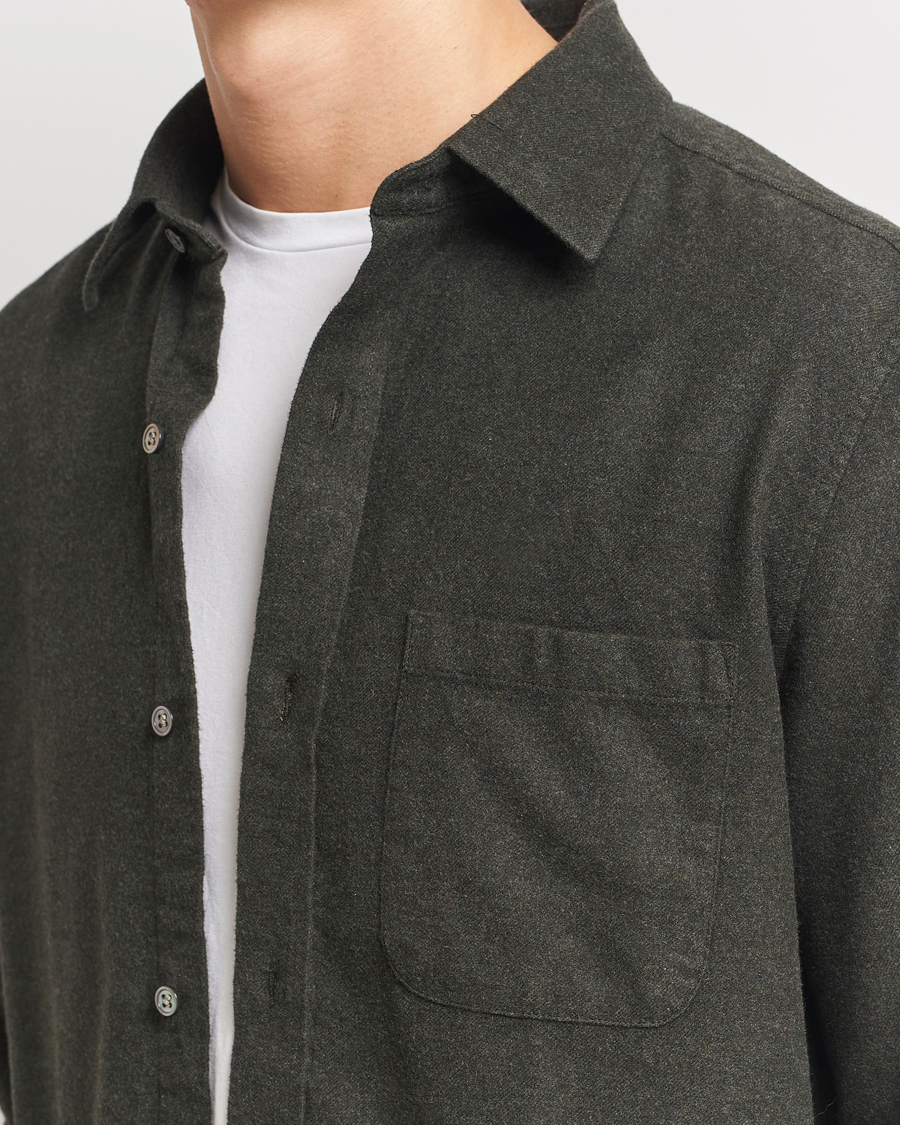 Heren | Overhemden | A Day's March | Newark Flannel Shirt Dark Green