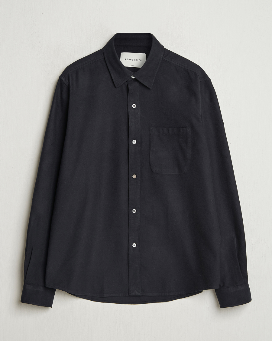 Homme | Chemises | A Day's March | Newark Flannel Shirt Black