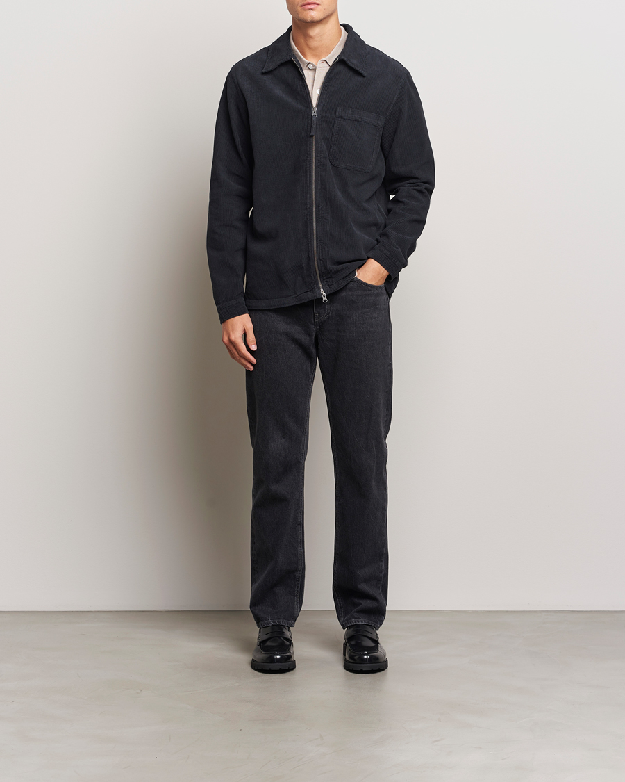 Homme | Chemises | A Day's March | Fraser Zip Corduroy Overshirt Black