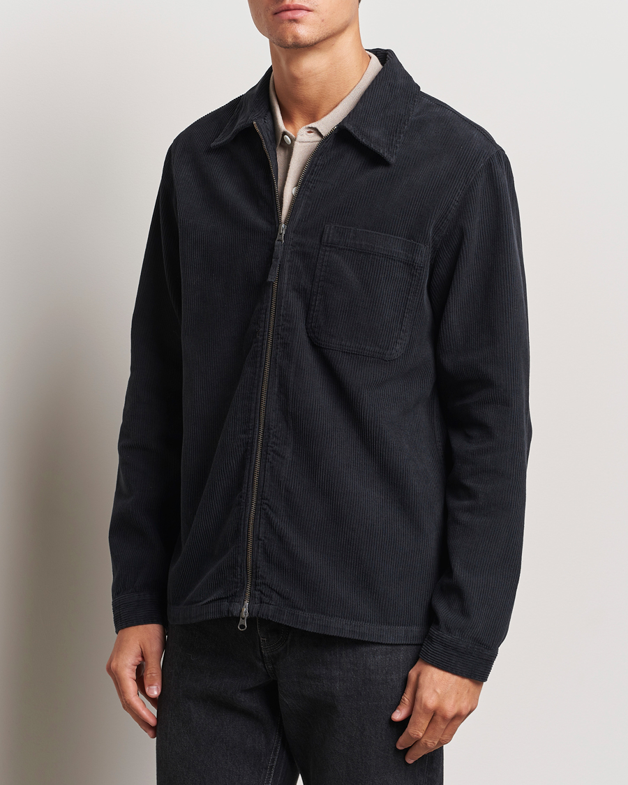 Homme | Chemises | A Day's March | Fraser Zip Corduroy Overshirt Black