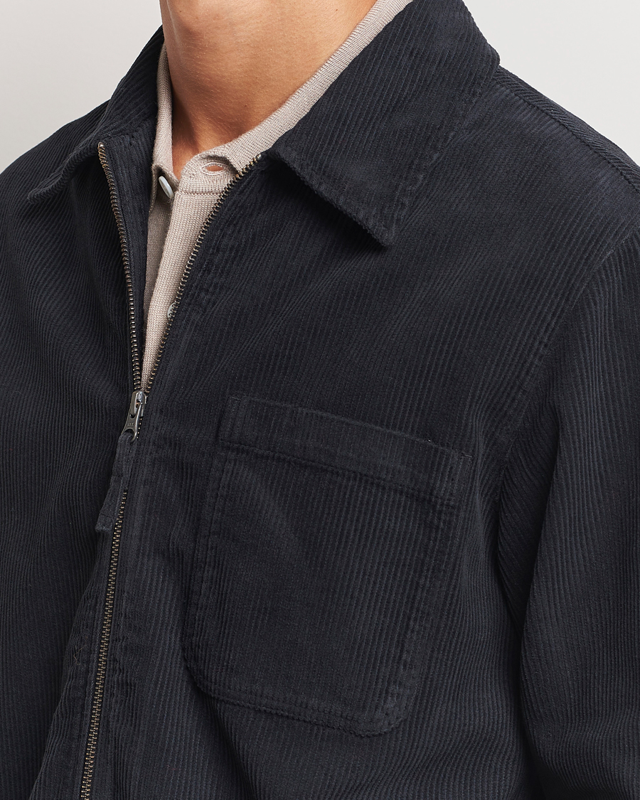 Homme | Chemises | A Day's March | Fraser Zip Corduroy Overshirt Black