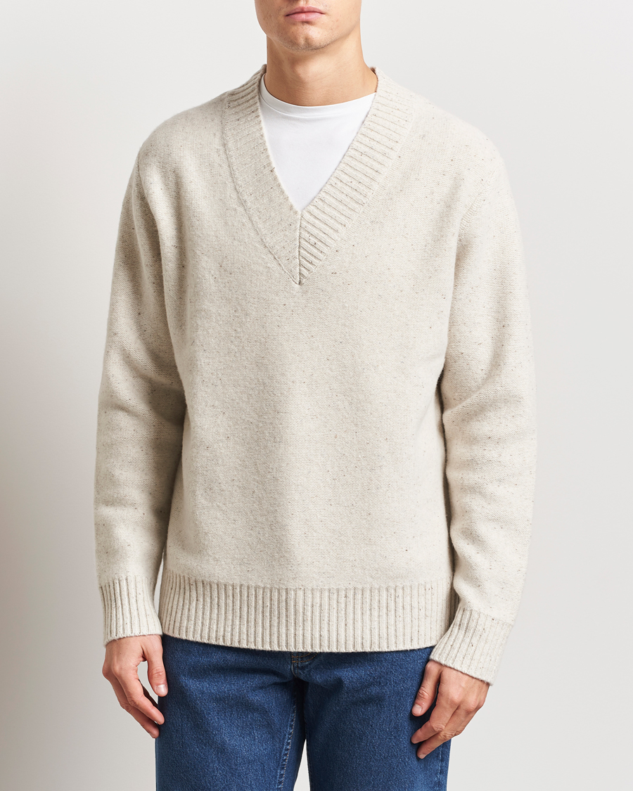 Homme | Pulls Et Tricots | A Day's March | Stanley Boiled Merino V-Neck Sweater Snow