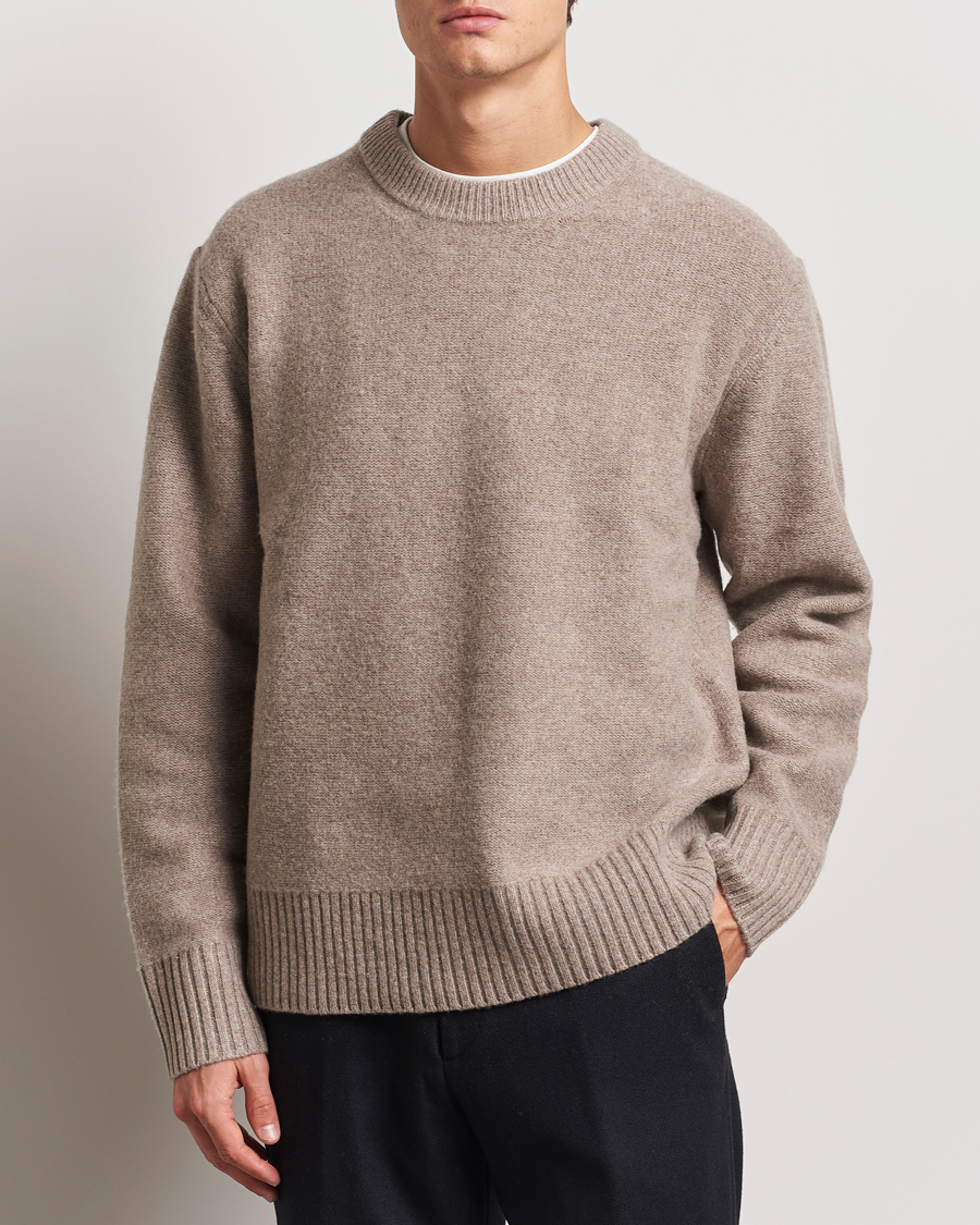 Heren | Truien | A Day's March | Tietar Boiled Merino Sweater Taupe Melange