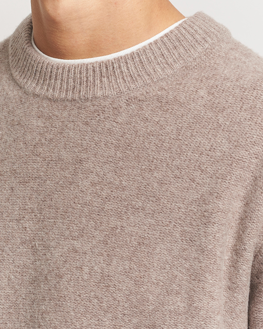 Heren | Truien | A Day's March | Tietar Boiled Merino Sweater Taupe Melange