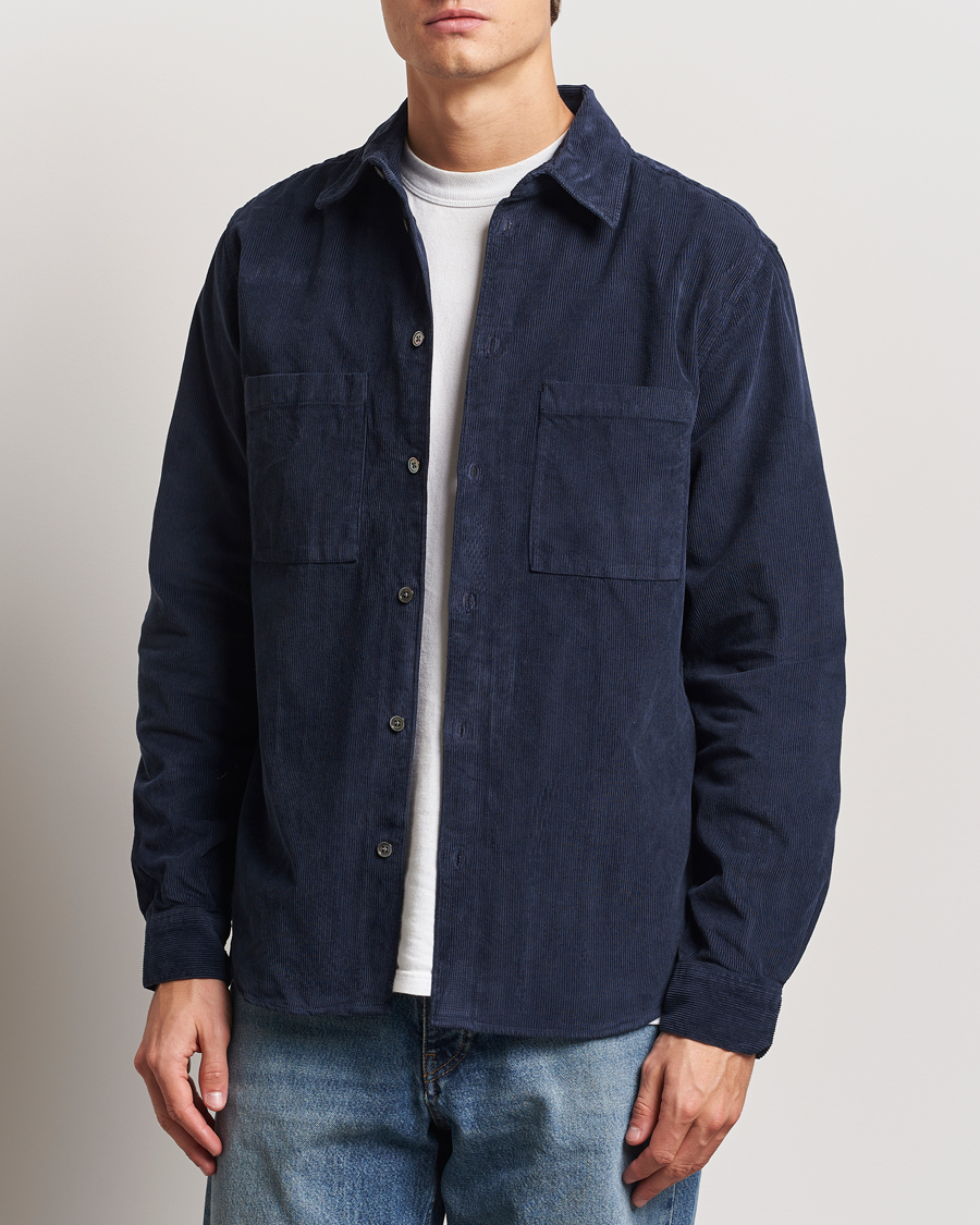 Heren | Overhemden | A Day's March | Denver Corduroy Shirt Navy