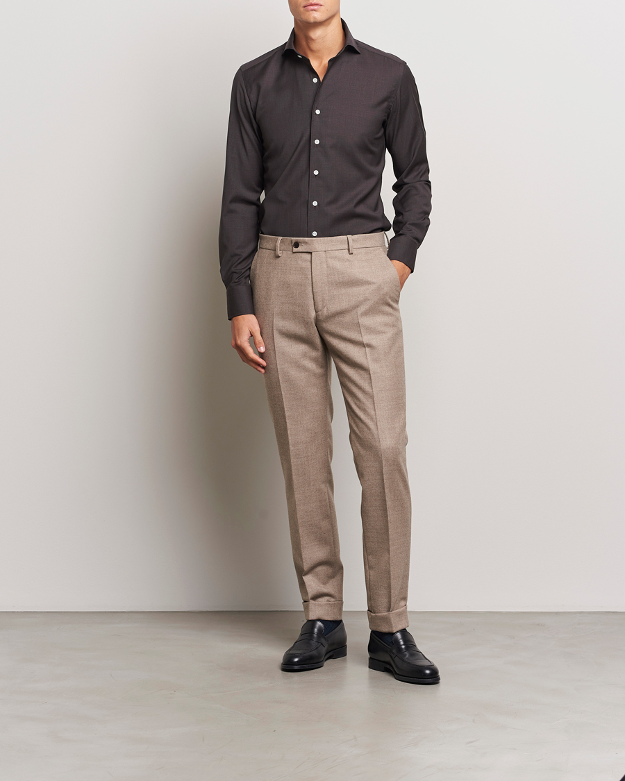 Homme | Chemises | 100Hands | Full Spread Wool Shirt Brown