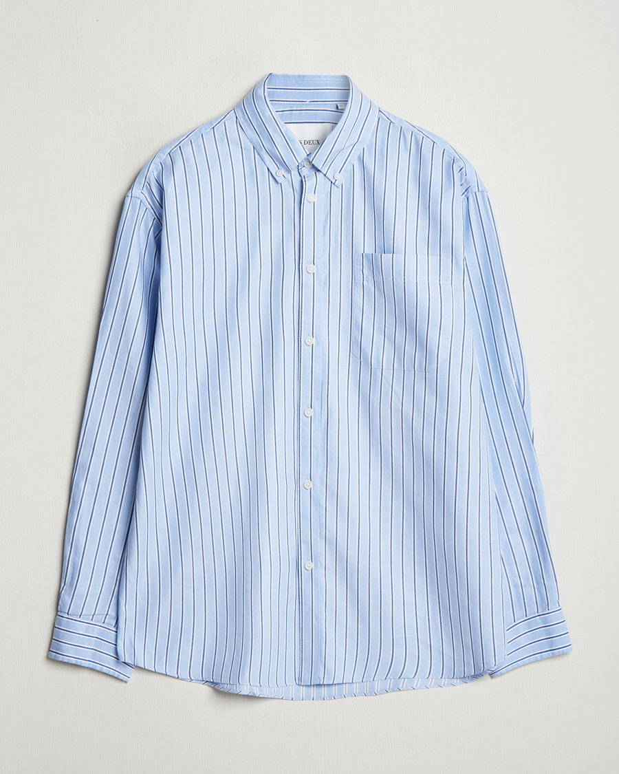 Heren | Overhemden | LES DEUX | Kolton Herringbone Poplin Shirt Bel Air Blue
