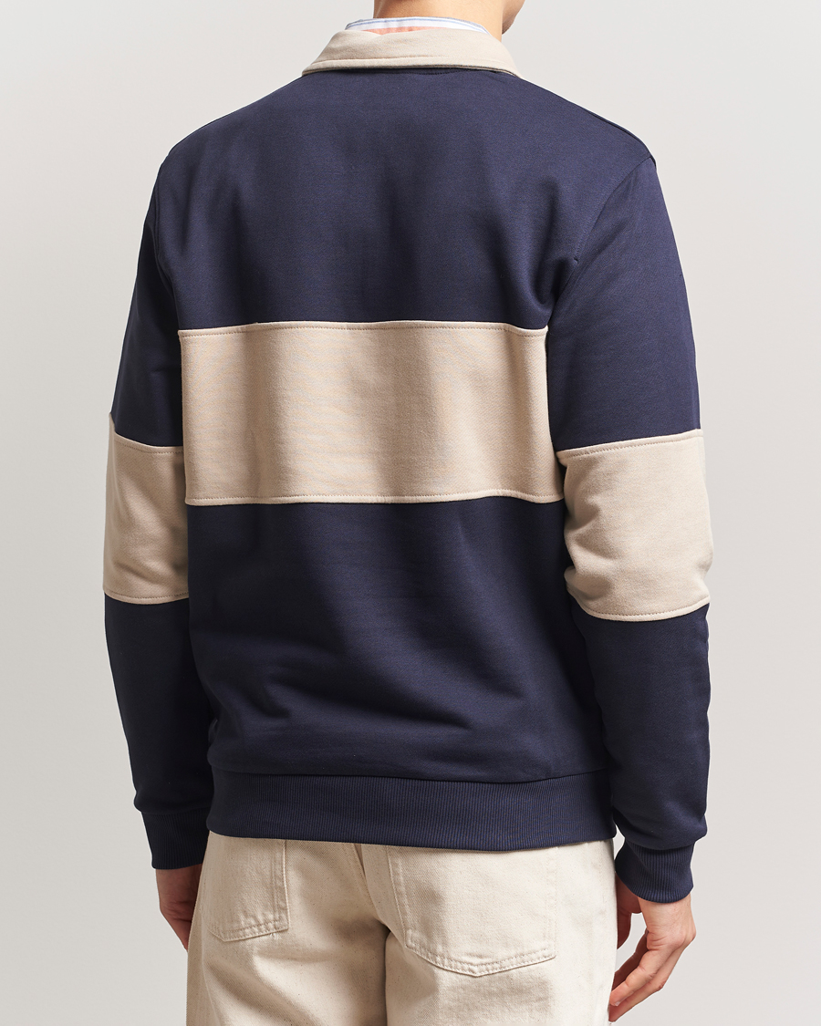 Heren | Truien | LES DEUX | Cory Zipper Rugby Sweatshirt Dark Navy/Ivory