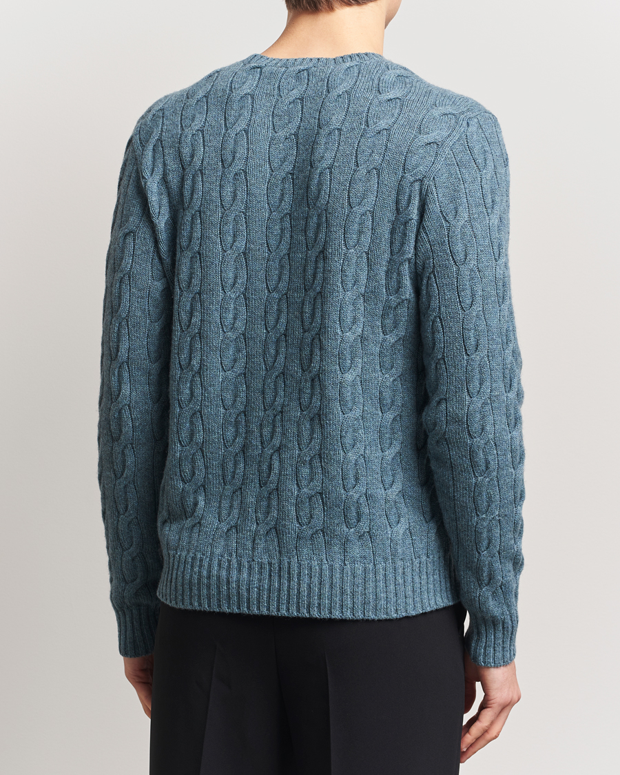 Heren | Truien | Ralph Lauren Purple Label | Cashmere Cable Sweater Blue Melange