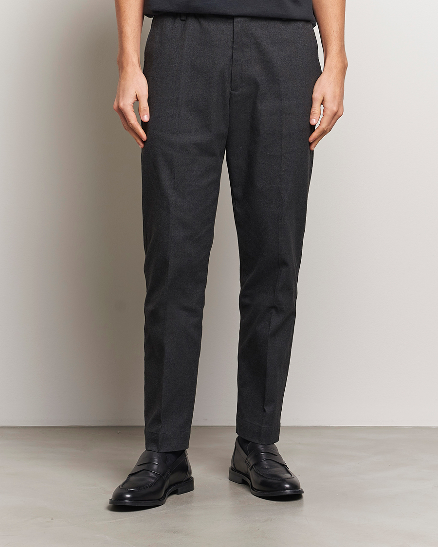 Homme | Pantalons | NN07 | Billie Brushed Drawstring Trousers Black Melange