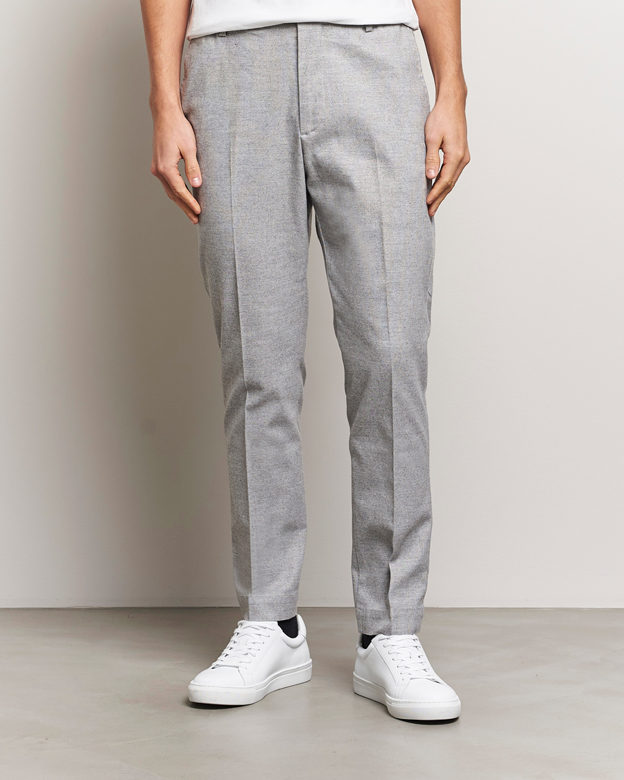 Homme | Pantalons | NN07 | Billie Brushed Drawstring Trousers Light Grey Melange