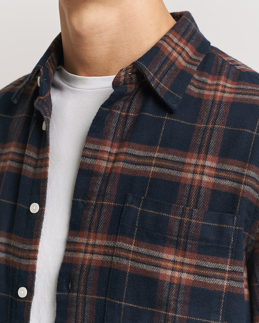 Heren | Overhemden | NN07 | Arne Brushed Cotton Checked Shirt Navy/Red
