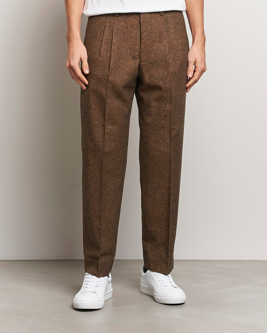 Homme | Pantalons | NN07 | Fritz Wool Pleated Trousers Orange Brown