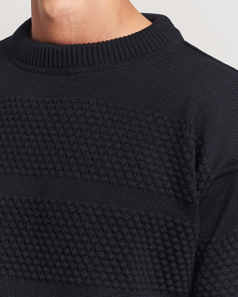 Heren | Truien | S.N.S. Herning | Fisherman Wool Crew Neck Sweater Navy Blue