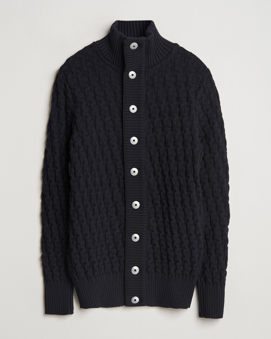 Heren | Truien | S.N.S. Herning | Stark Cable Cardigan Navy Blue
