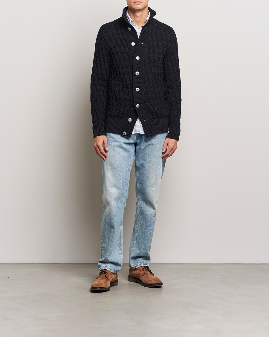 Heren | Truien | S.N.S. Herning | Stark Wool Cable Cardigan Navy