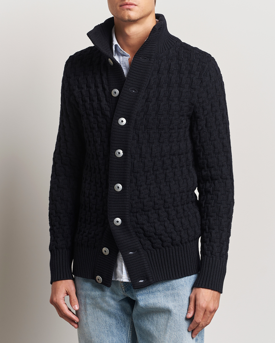 Heren | Truien | S.N.S. Herning | Stark Wool Cable Cardigan Navy