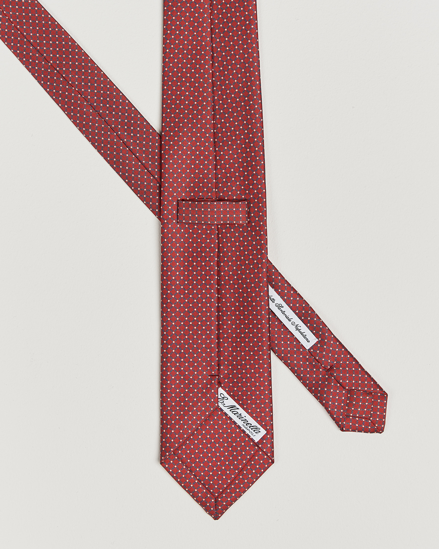 Homme | E. Marinella 3-Fold Printed Silk Tie Burgundy | E. Marinella | 3-Fold Printed Silk Tie Burgundy