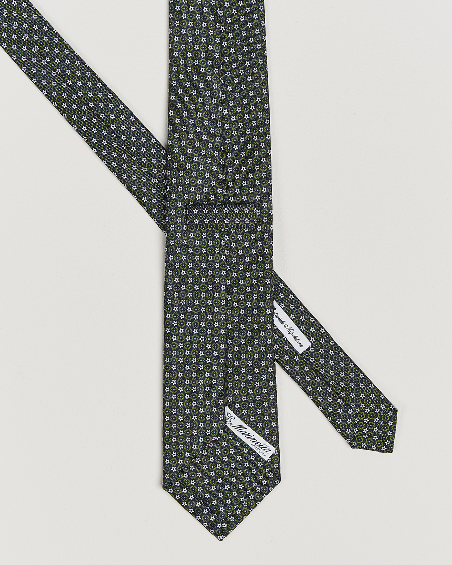 Heren | E. Marinella 3-Fold Printed Silk Tie Navy/Green | E. Marinella | 3-Fold Printed Silk Tie Navy/Green