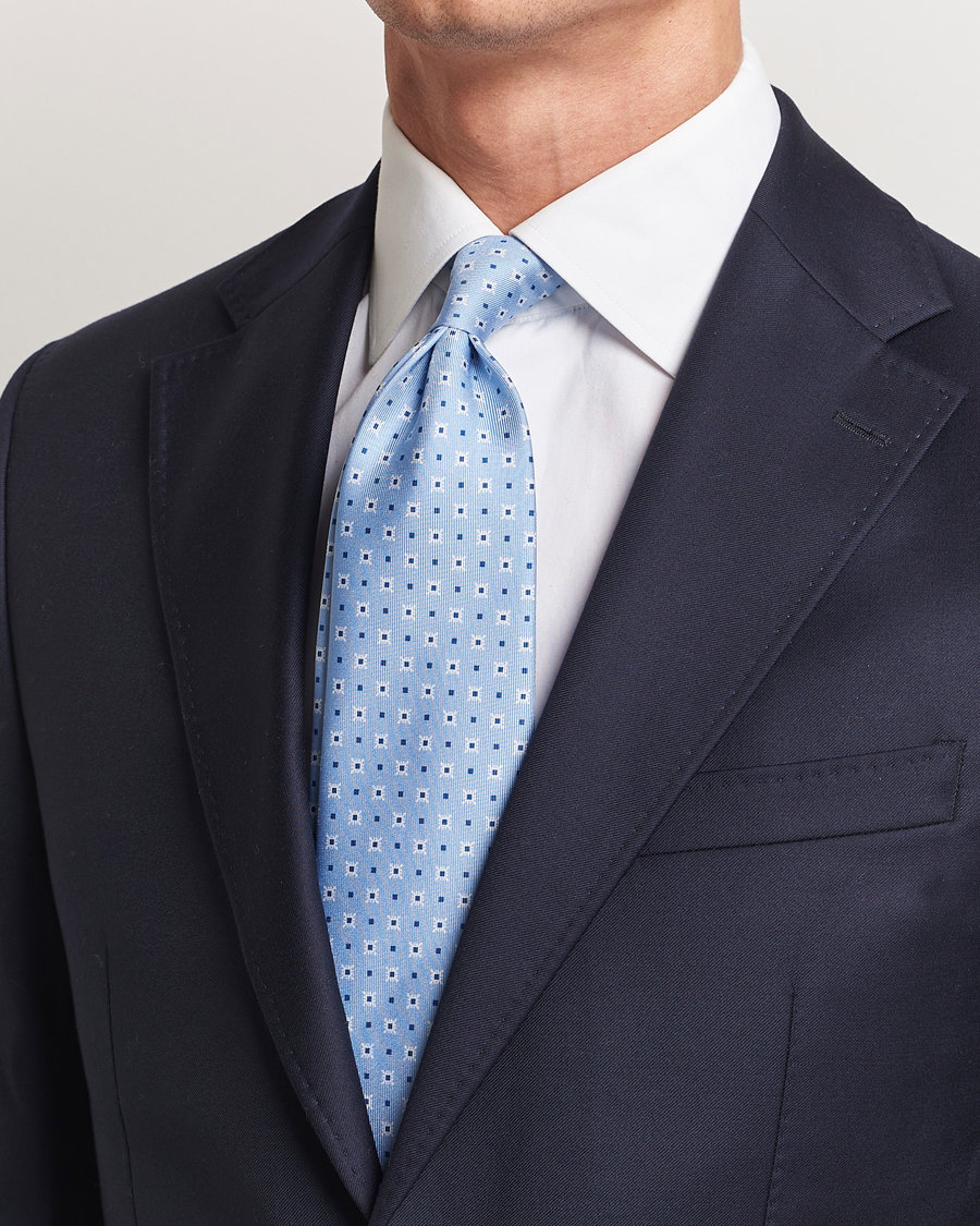 Heren | E. Marinella 3-Fold Printed Silk Tie Light Blue | E. Marinella | 3-Fold Printed Silk Tie Light Blue