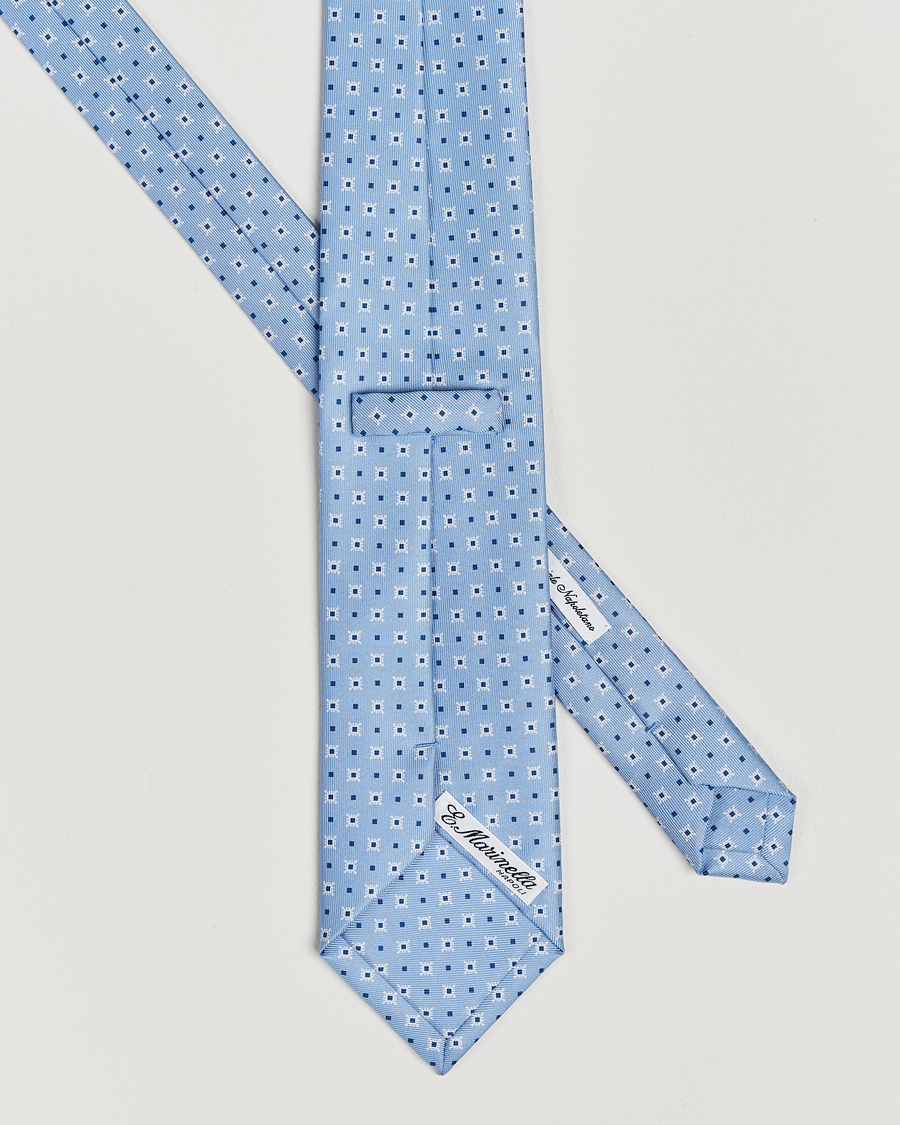 Heren | E. Marinella 3-Fold Printed Silk Tie Light Blue | E. Marinella | 3-Fold Printed Silk Tie Light Blue