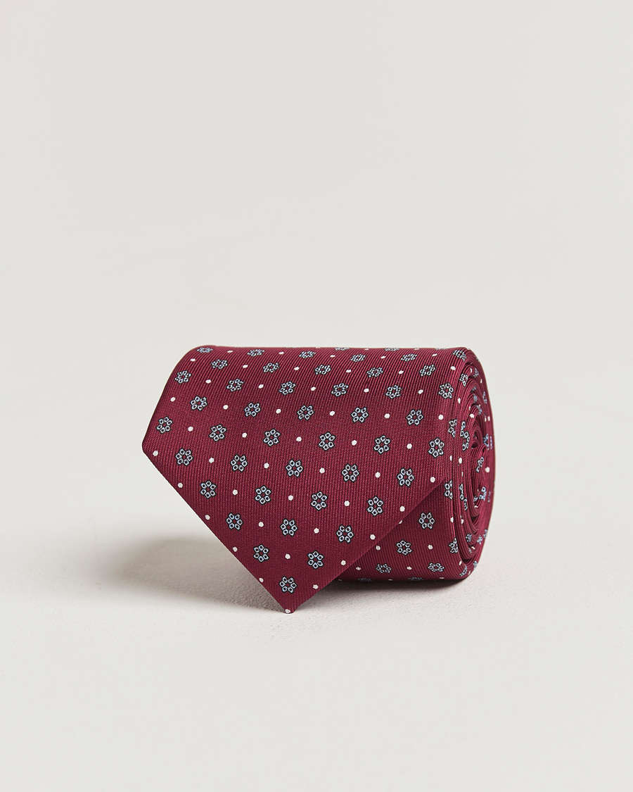 Heren | E. Marinella 3-Fold Printed Silk Tie Burgundy | E. Marinella | 3-Fold Printed Silk Tie Burgundy