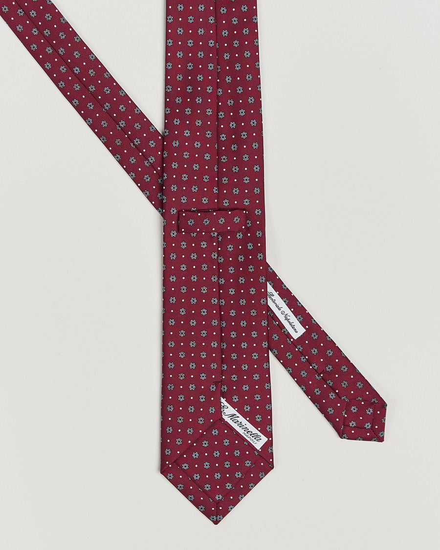 Heren | E. Marinella 3-Fold Printed Silk Tie Burgundy | E. Marinella | 3-Fold Printed Silk Tie Burgundy