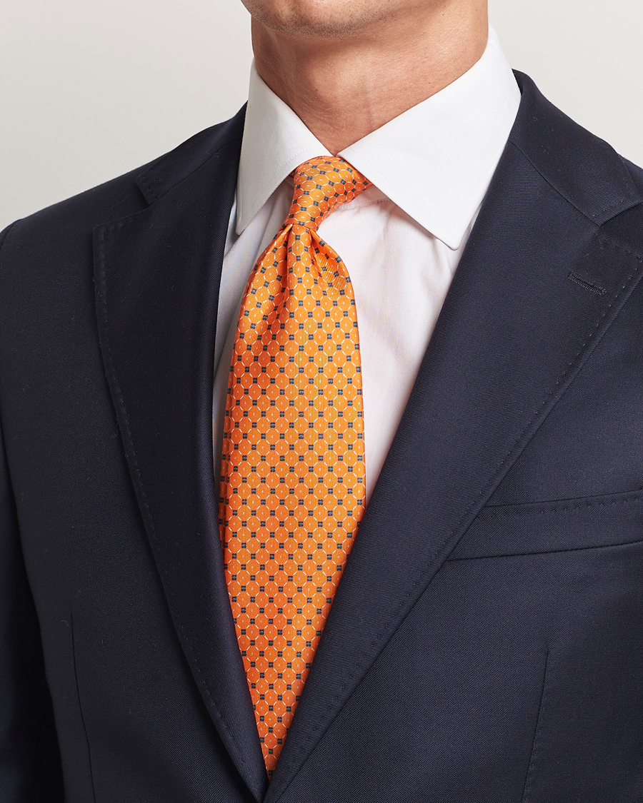 Homme | Cravates | E. Marinella | 3-Fold Printed Silk Tie Orange