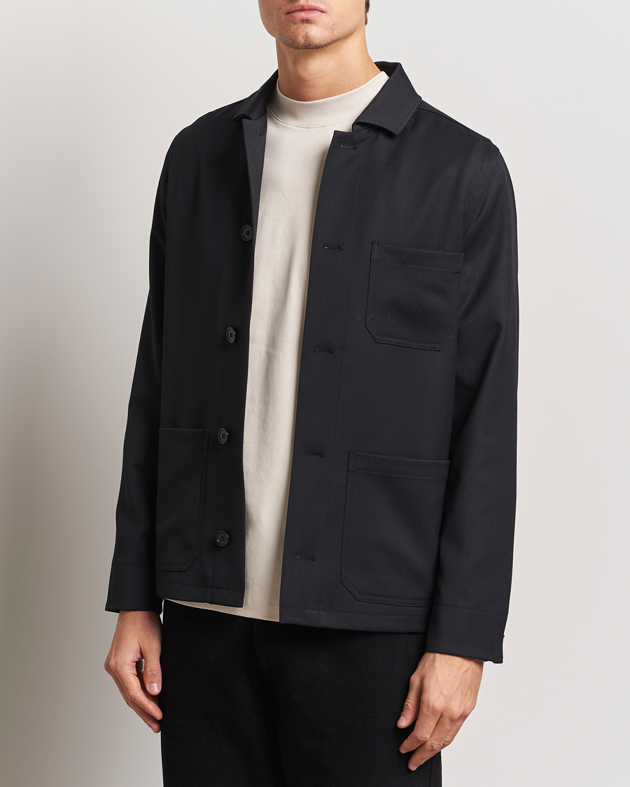 Heren | Jassen | Filippa K | Louis Wool Gabardine Shirt Jacket Black