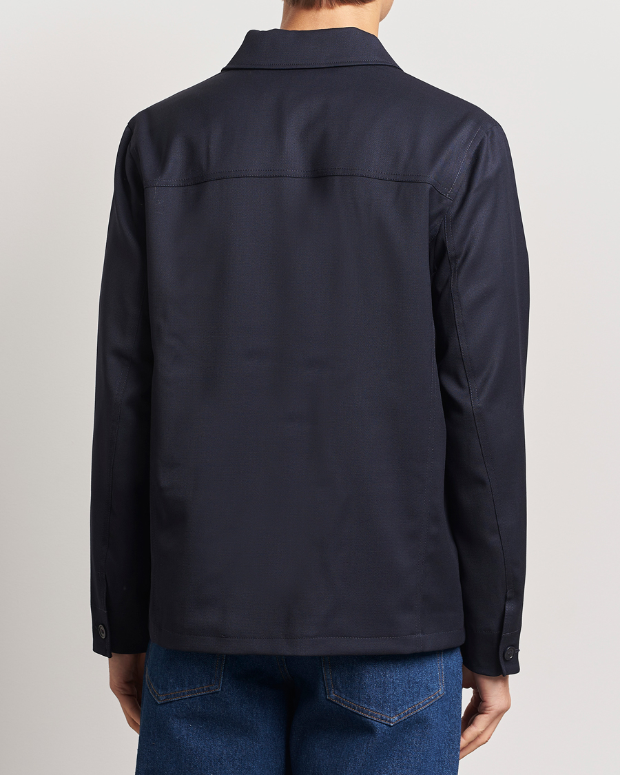 Heren | Overhemden | Filippa K | Louis Wool Gabardine Shirt Jacket Navy