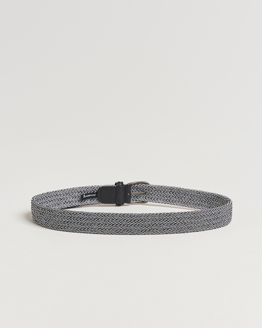 Homme | Ceintures | Anderson's | Stretch Woven 3,5 cm Belt Navy/White