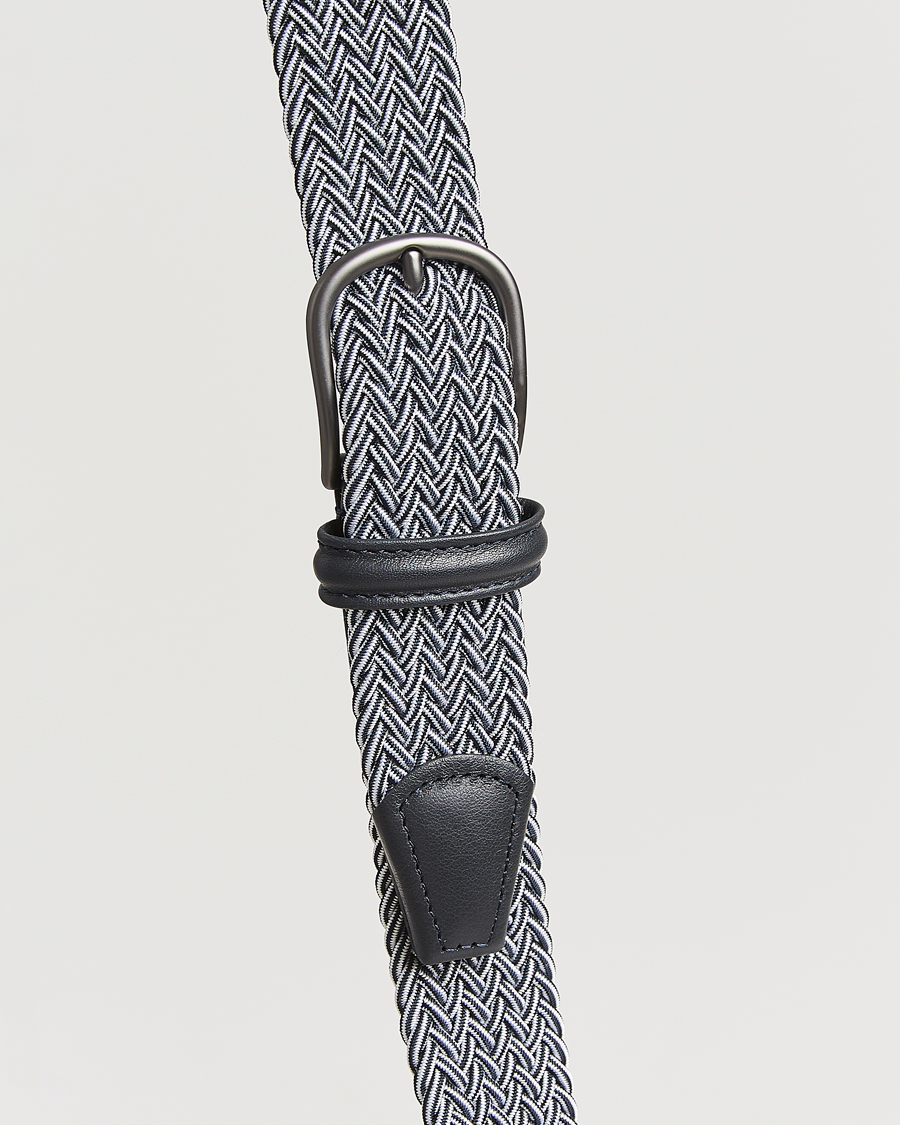 Homme | Ceintures | Anderson's | Stretch Woven 3,5 cm Belt Navy/White