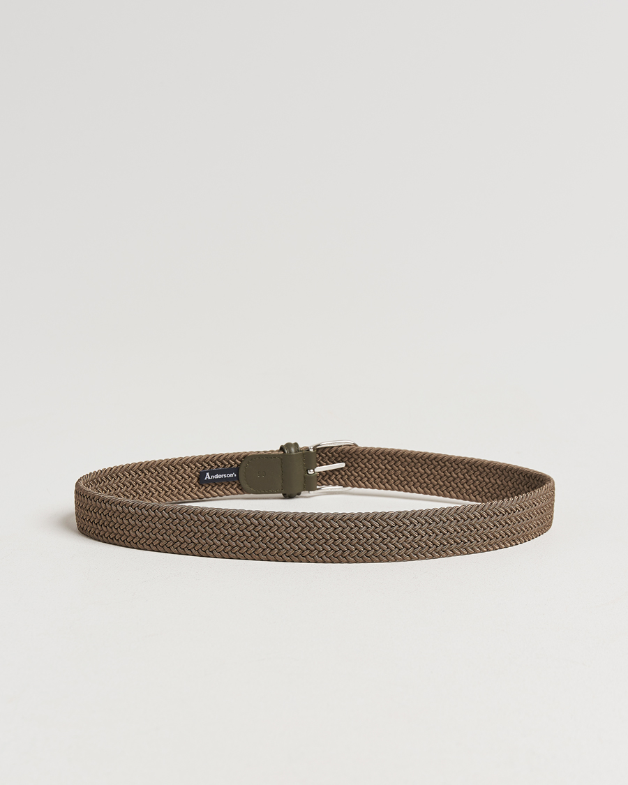 Heren | Riemen | Anderson's | Stretch Woven 3,5 cm Belt Khaki